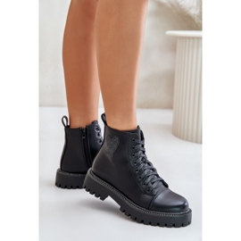 Botines de mujer con cremallera y corazón decorativo negro Obeena 5
