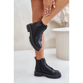 Botines de mujer con cremallera y corazón decorativo negro Obeena 6