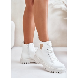 Botines de mujer con cremallera y corazón decorativo, blanco Obeena 8
