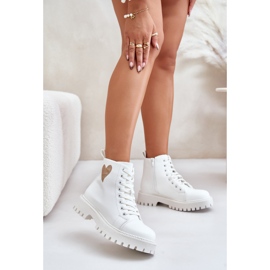 Botines de mujer con cremallera y corazón decorativo, blanco Obeena 7