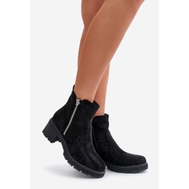 Botines De Mujer Con Estampado Calado En Tacón Alto, Negro Oviria 1