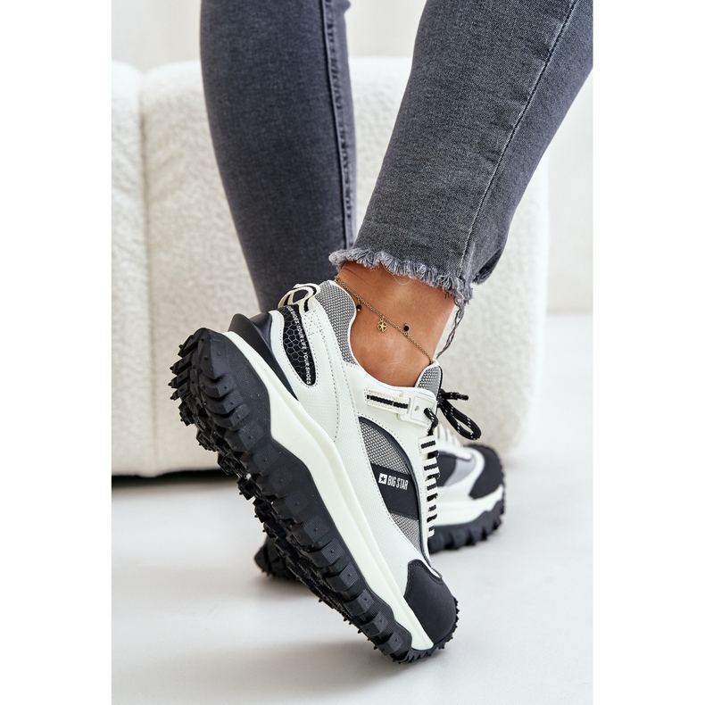 Zapatillas de Mujer de Piel con Plataforma Big Star OO274A220 Sistema HI-POLY Blanco y Negro 2