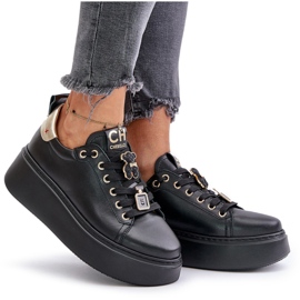Zapatillas Mujer De Piel Con Pins En La Plataforma CheBello 4596 Negro 10
