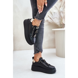 Zapatillas Mujer De Piel Con Pins En La Plataforma CheBello 4596 Negro 3