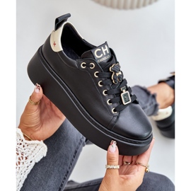 Zapatillas Mujer De Piel Con Pins En La Plataforma CheBello 4596 Negro 9