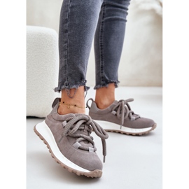 Zapatillas Mujer Ante Con Cordones Gruesos Artiker 54C1465 Gris 2