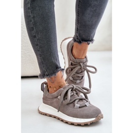Zapatillas Mujer Ante Con Cordones Gruesos Artiker 54C1465 Gris 3