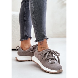 Zapatillas Mujer Ante Con Cordones Gruesos Artiker 54C1465 Gris 5
