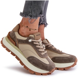 Deportivas de Mujer con Plataforma Fabricadas en Piel Natural Vinceza 41465 Beige 9