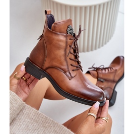 Botines planos aislantes con decoración Camel Leonise marrón 9