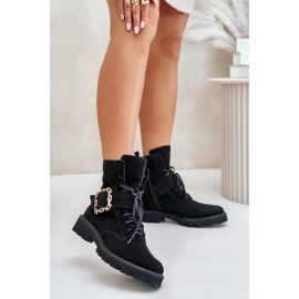 Zazoo 2951 Botines De Ante Con Hebilla Decorativa, Negro 2 Zazoo 2951 Botines De Ante Con Hebilla Decorativa, Negro 2