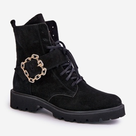 Zazoo 2951 Botines De Ante Con Hebilla Decorativa, Negro 4