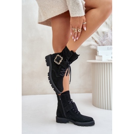 Zazoo 2951 Botines De Ante Con Hebilla Decorativa, Negro 6