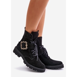 Zazoo 2951 Botines De Ante Con Hebilla Decorativa, Negro 1