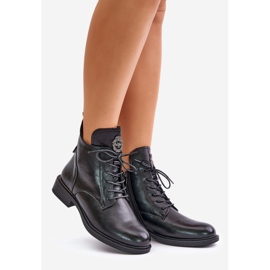 Botines aislantes de tacón plano con decoración, Negro Leonise 5