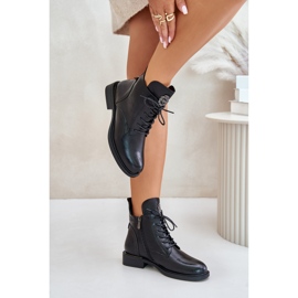 Botines aislantes de tacón plano con decoración, Negro Leonise 9