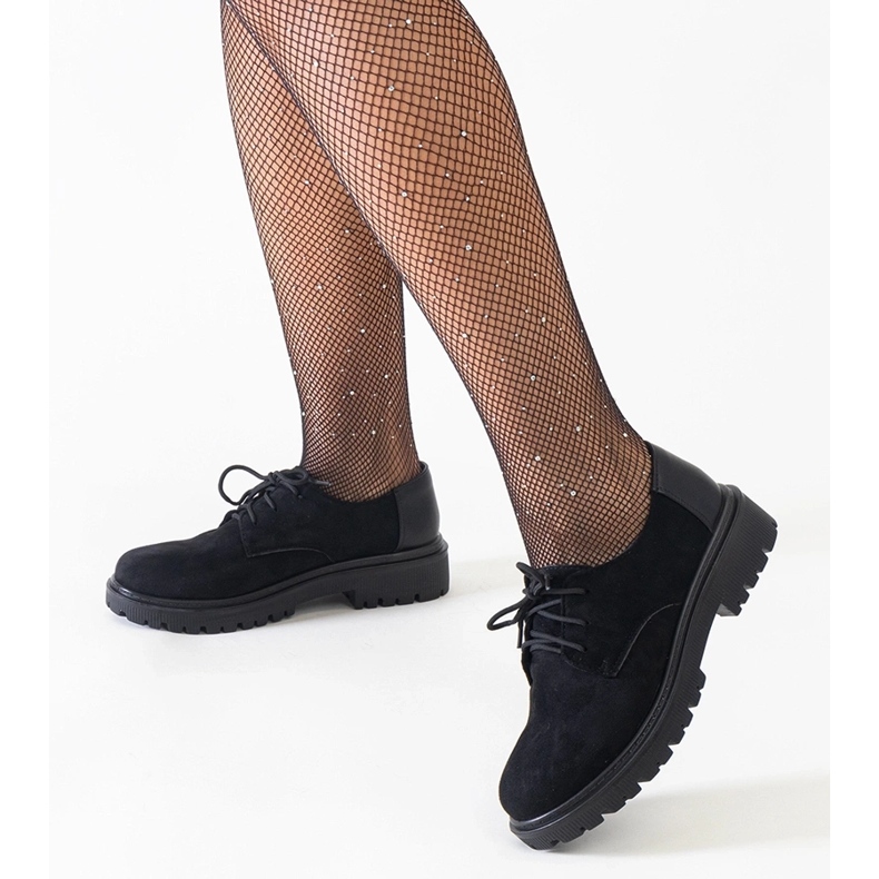 Zapatos casual negros con cordones confeccionados en ante ecológico Kalila 1