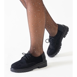Zapatos casual negros con cordones confeccionados en ante ecológico Kalila 2