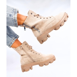 Healy Botines beige con cordones y suela gruesa 5