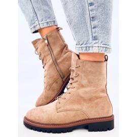 Simmer Botines con cordones de ante caqui beige 4