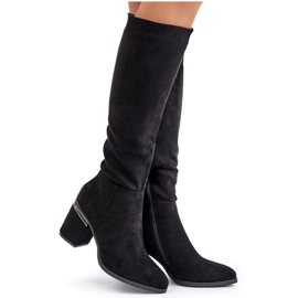 Botas por encima de la rodilla de mujer Eco Suede con tacón alto Warm Vinceza 16473 Negro 17