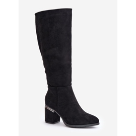 Botas por encima de la rodilla de mujer Eco Suede con tacón alto Warm Vinceza 16473 Negro 11