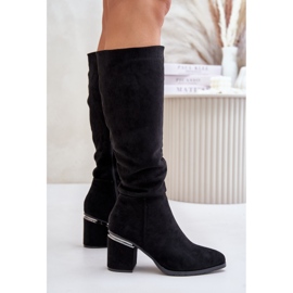 Botas por encima de la rodilla de mujer Eco Suede con tacón alto Warm Vinceza 16473 Negro 13