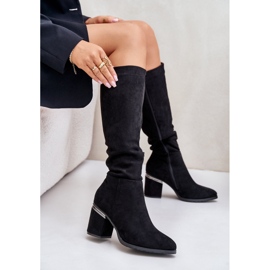 Botas por encima de la rodilla de mujer Eco Suede con tacón alto Warm Vinceza 16473 Negro 14