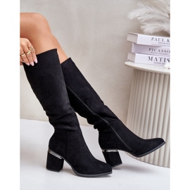 Botas por encima de la rodilla de mujer Eco Suede con tacón alto Warm Vinceza 16473 Negro 16