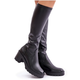 Botas Sobre La Rodilla De Piel Ecológica Con Tacón Alto Vinceza 58332 Negro 11