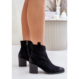 Botas camperas con tacón alto, aisladas con ante ecológico Vinceza 58345, negro 7