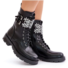 Botas de trabajador aislantes con correa decorativa y hebillas, Viveria negra negro 10