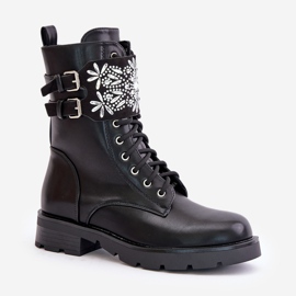 Botas de trabajador aislantes con correa decorativa y hebillas, Viveria negra negro 4
