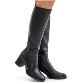 Botas Tacón Alto De Piel Por Encima De La Rodilla Cálidas Sergio Leone KZ231-S Negro 10