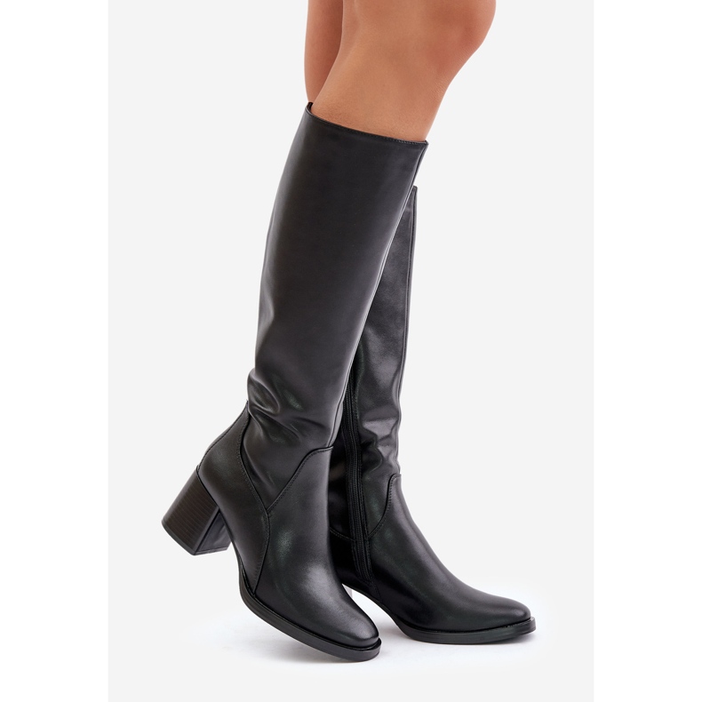 Botas Tacón Alto De Piel Por Encima De La Rodilla Cálidas Sergio Leone KZ231-S Negro 1