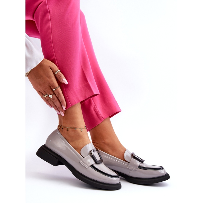 Vinceza Mocasines Mujer Charol, Gris 7