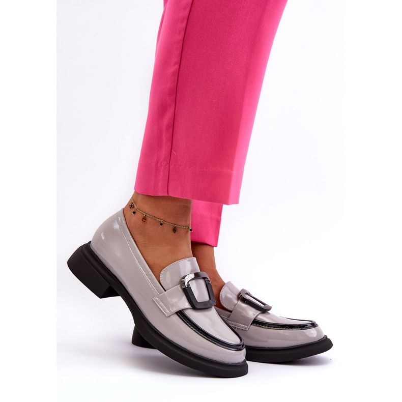 Vinceza Mocasines Mujer Charol, Gris 1