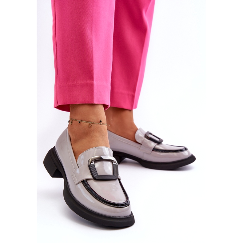 Vinceza Mocasines Mujer Charol, Gris 2