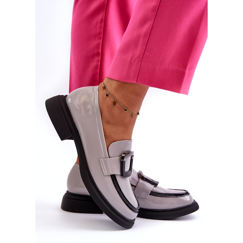 Vinceza Mocasines Mujer Charol, Gris 5