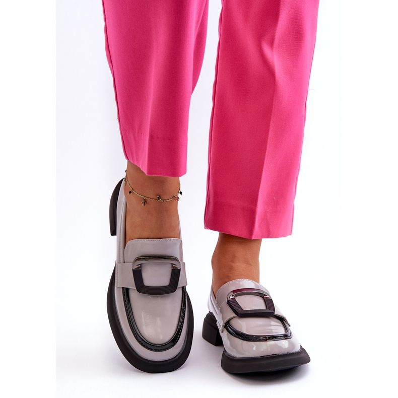 Vinceza Mocasines Mujer Charol, Gris 6