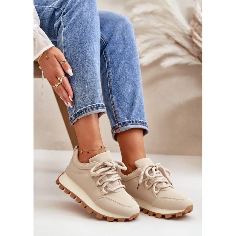 Calzado deportivo: Zapatillas deportivas con plataforma de ecopiel, color beige. 6 Calzado deportivo: Zapatillas deportivas con plataforma de ecopiel, color beige. 6