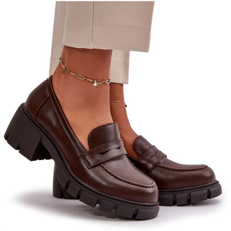 Cm Paris Zapatos De Mujer De Tacón Bajo Confeccionados En Piel Ecológica, Marrón Oscuro 8