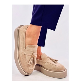 Mocasín plataforma Trinity beige con flecos - Inello 2