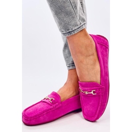 Mocasines mujer en ante Sourd Fucsia rosa 1