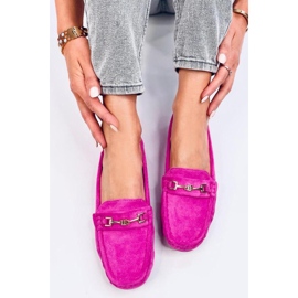 Mocasines mujer en ante Sourd Fucsia rosado 2