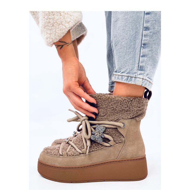 Botas de nieve caqui con borreguillo marrón 1 Botas de nieve caqui con borreguillo marrón 1