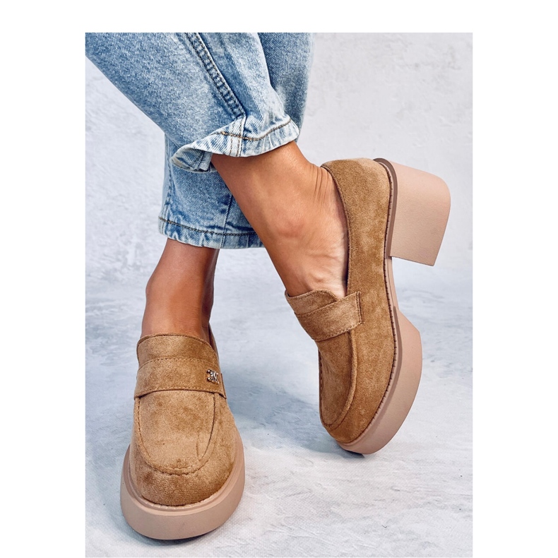 Mocasines tacón camel - marrón 1