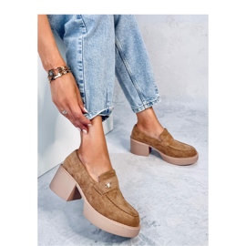 Mocasines tacón camel - marrón 2