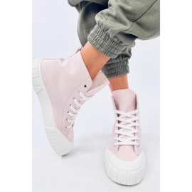 Zapatillas altas de lona rosa 1