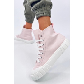Zapatillas altas de lona rosa rosado 2